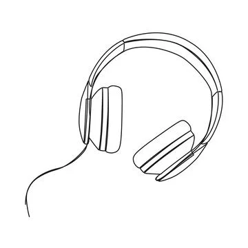 Continuous single line drawing of stereo headphones イラスト素材