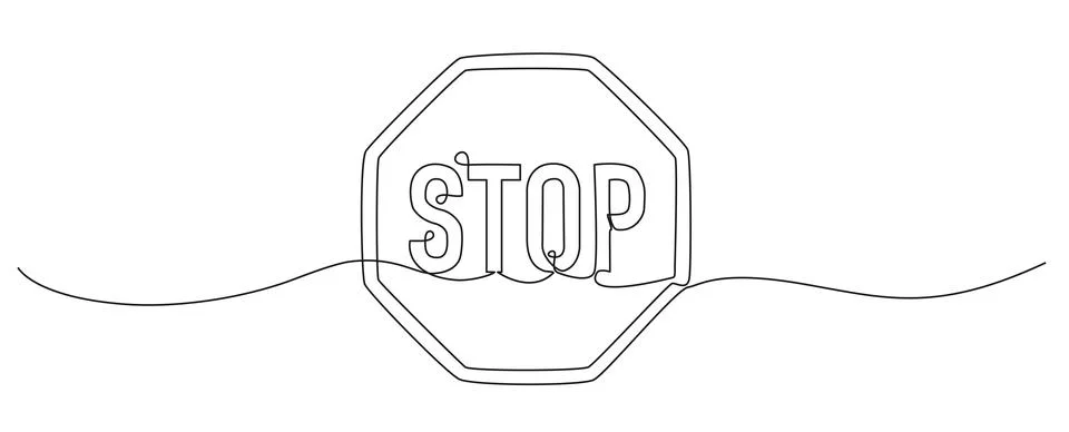 Continuous single line drawing of STOP sign イラスト素材
