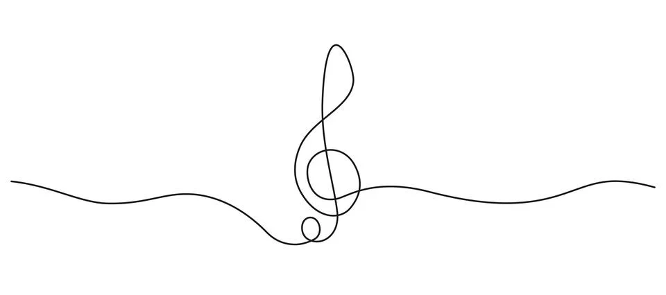 Continuous single line drawing of treble clef イラスト素材