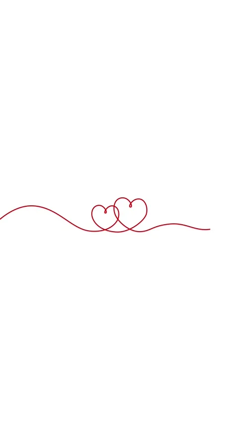 Continuous single line drawing of two red heart shapes on white background. Stock Footage 311355551