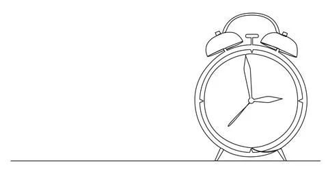 Continuous single line drawing of vintage alarm clock Illustrazione stock