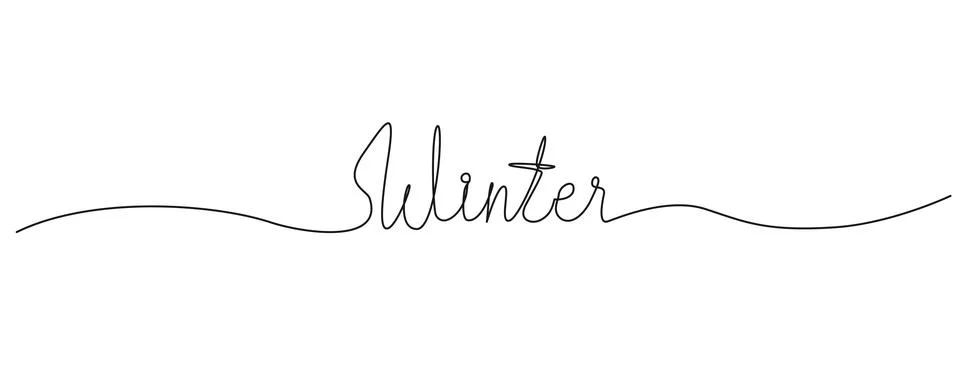 Continuous single line drawing of word WINTER Illustrazione stock