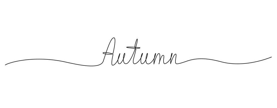 Continuous single line drawing of word AUTUMN イラスト素材