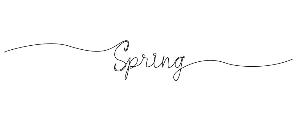 Continuous single line drawing of word SPRING イラスト素材