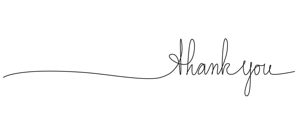 Continuous single line hand-drawn words Thank You Stock Illustration