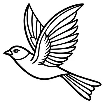 Continuous single line illustration of a bird in f Stock Illustration