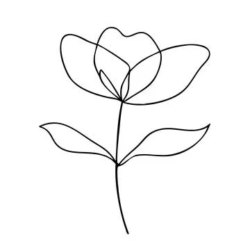 Continuous Single Line Illustration of a Flower Bloom Symbol Stock Illustration