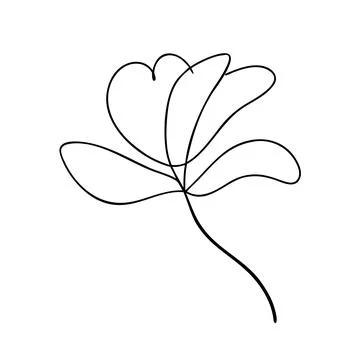 Continuous single line illustration of a flower bl Stock Illustration