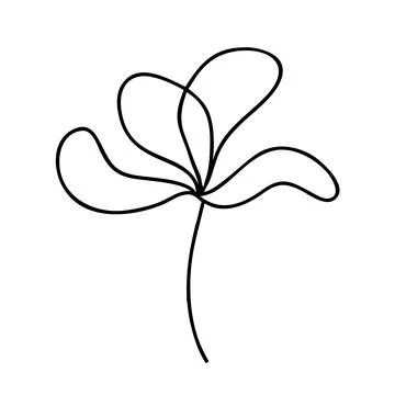Continuous single line illustration of a flower bl Stock Illustration