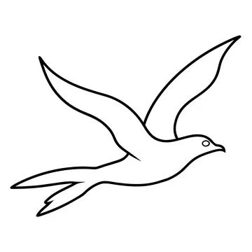 Continuous single line illustration of a flying bi Stock Illustration