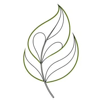 Continuous single line illustration of a leaf ele Stock Illustration