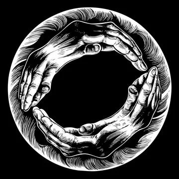 Continuous single line illustration of two hands f Stock Illustration