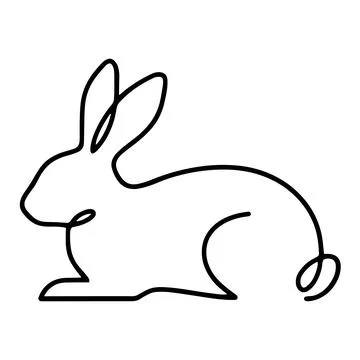 Continuous single line of a rabbit in profile, isolated on a plain white ba.. Stock Illustration