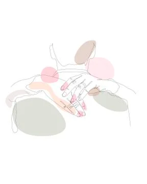 Continuous single non-painted one-line intertwined hands of a man and a woman Stock Illustration