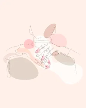 Continuous single non-painted one-line intertwined hands of a man and a woman Stock Illustration