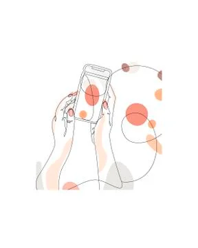 Continuous single non-painted one-line intertwined hands of a woman drawn by Stock Illustration