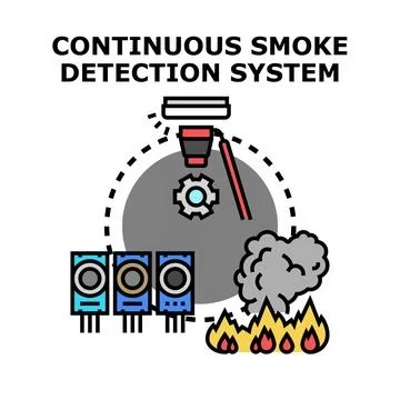 Continuous smoke detection system fire safety concept Stock-Illustration