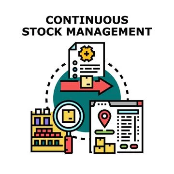 Continuous stock management process controlling inventory flow 스톡 일러스트