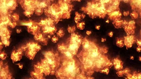 A continuous stream of fireballs falls to the ground. Stock Footage 236777504