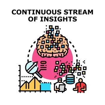Continuous stream of insights and data analysis concept Stock Illustration