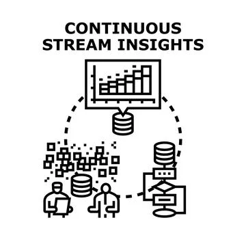 Continuous stream insights data processing workflow Stock Illustration