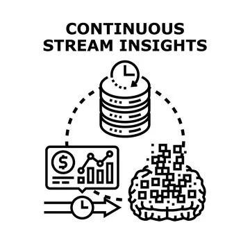 Continuous stream insights developing data analysis and intelligent processin Stock Illustration