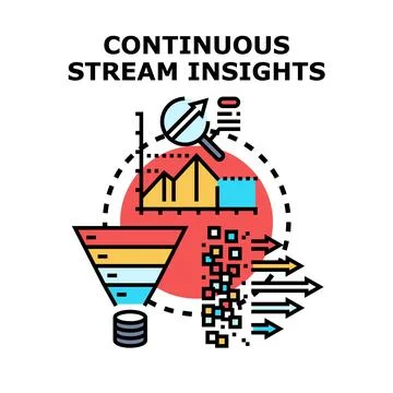 Continuous stream insights performing data analytics process Stock Illustration