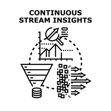 Continuous stream insights performing data analytics process Stock Illustration