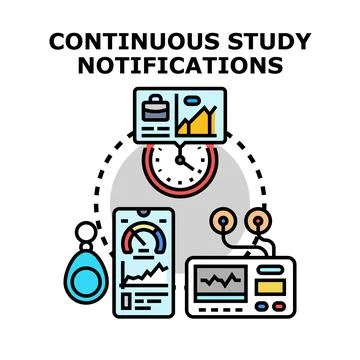 Continuous study process with data analytics and notification system Illustrazione stock