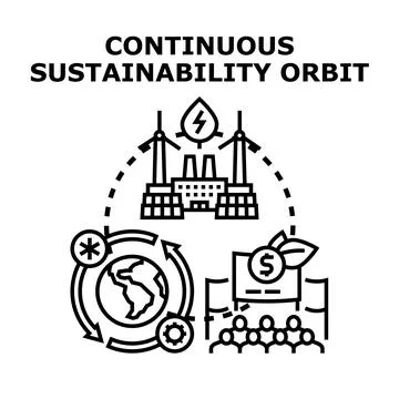 Continuous sustainability orbit concept with renewable energy Stock-Illustration