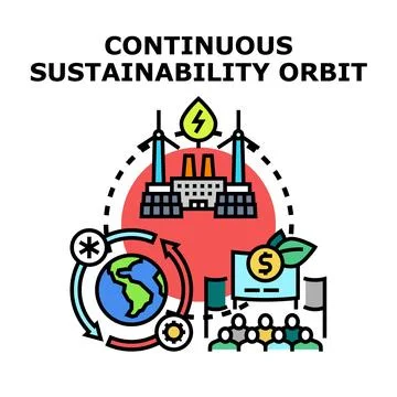 Continuous sustainability orbit concept with renewable energy Stock-Illustration
