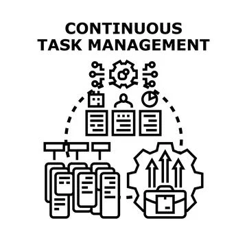 Continuous task management process for project development Stock Illustration