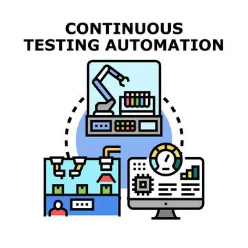 Continuous testing automation process exploring software hardware quality Illustrazione stock