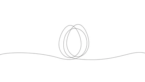 Continuous thin line egg drawing animation, Hand drawn animated lined egg shape Stock Footage 239338250