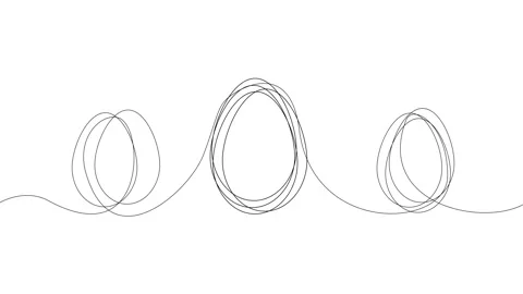 Continuous thin line egg drawing animation, Hand drawn animated lined egg shape Stock Footage 239338254