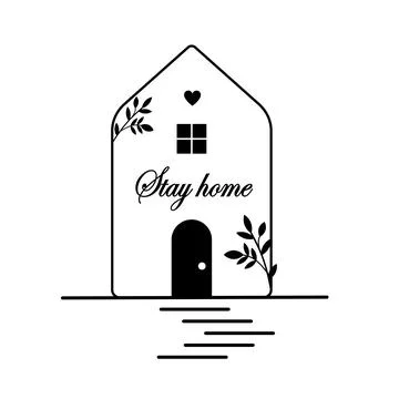 Continuous thin line home vector illustration, minimalist house icon. Linea.. Stock Illustration