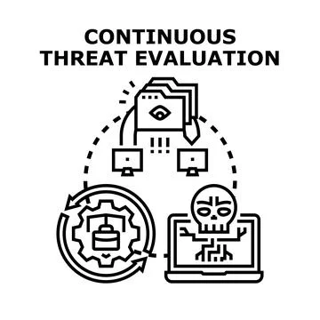 Continuous threat evaluation assessing cybersecurity risks Stock Illustration