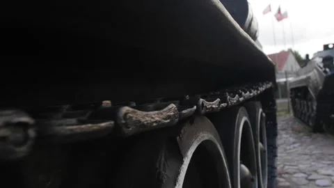 Continuous track of tank World War II, outdoors Stock Footage 283206749