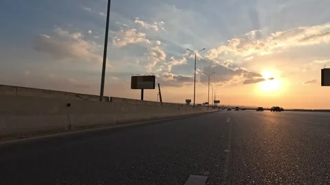 Continuous Traffic Flow Through Cairo Ain Sokhna Desert Route Outside Cairo Vídeos de archivo 329963216