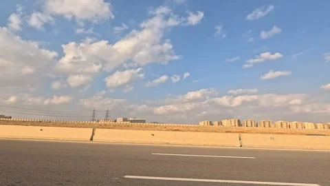 Continuous Traffic Journey Through Cairo Ain Sokhna Desert Highway With Vehicles Stock Footage 329992203