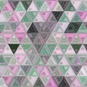 Continuous triangles pattern for card or wallpaper with embroidery effect Stock Illustration