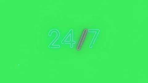 Continuous twenty four seven neon style typography animation set against 스톡 동영상 346120688