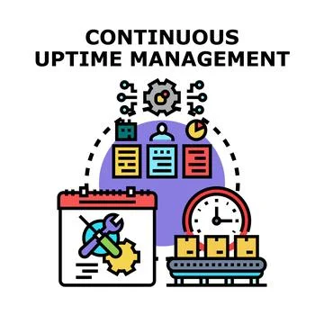 Continuous uptime management developing business operations and productivity Stock-Illustration