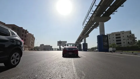 Continuous Urban Drive Through New Cairo Showing Streets Buildings Traffic And Stock-Footage 329815378