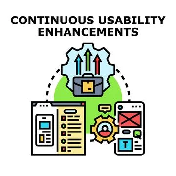 Continuous usability enhancements improving digital user experience Stock Illustration