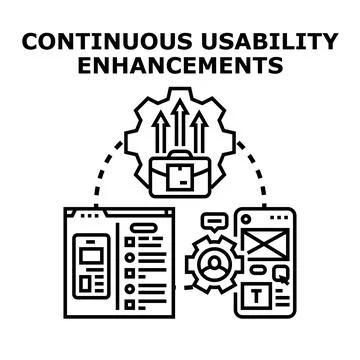 Continuous usability enhancements improving digital user experience Stock Illustration
