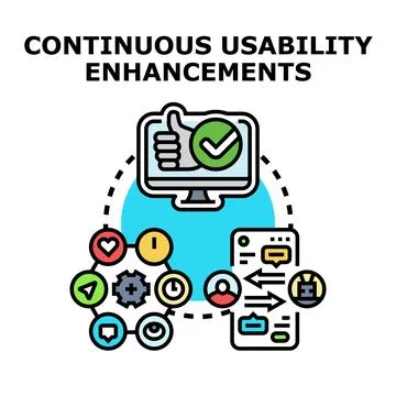 Continuous usability enhancements vector concept illustration 库存插图