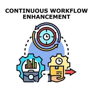 Continuous workflow enhancement process with business analytics 库存插图