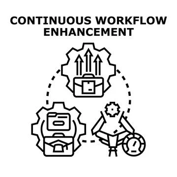 Continuous workflow enhancement process with productivity gears イラスト素材