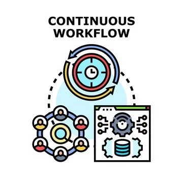 Continuous workflow process delivering team development and data Stock Illustration